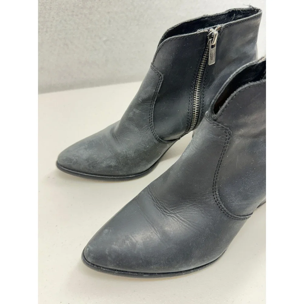 Frye Sacha Moto Shootie Black Genuine Leather Western Ankle Boots 7 M